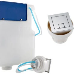 Square Toilet Cistern Push Button Dual Air Pneumatic Flush Chrome Bathroom