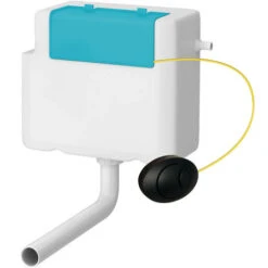 Concealed Cistern Dual Flush Toilet WC, Pipe & Cable Push Button 6L Side Entry Black Push Button