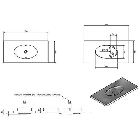 Matt Black Dual Flush Toilet Concealed Cistern Plate Push Button Cable Operated - Image 2