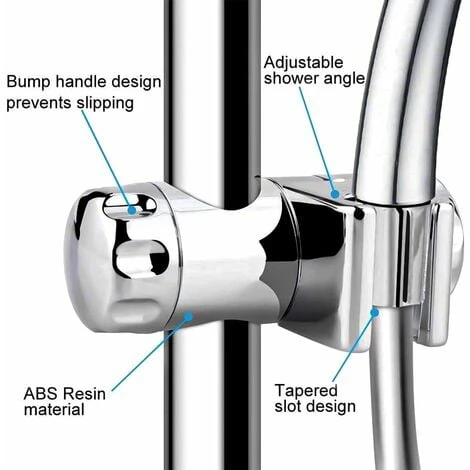 Replaceable Handheld Shower Holder, Shower Head Holder, Bathroom Adjustable Hand Shower Clamp Fit 25MM To Shower Bar, 19-22MM To Hand Shower, Chrome ABS - Image 3