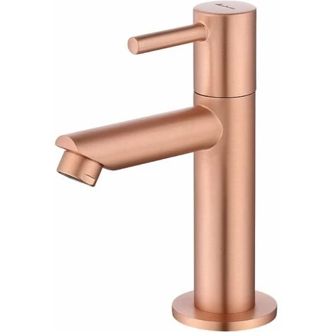 Cold Water Only Basin Faucet, Durable Copper Rose Gold Surface Basin Mixer Tap,Hand Wash Faucets For Guest Toilets