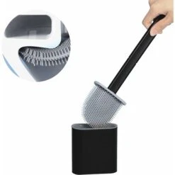 Silicone Toilet Brush And Holder, Long Handle Detachable Toilet Brush, Floor/Wall Mountable With Water Filter Base, For Corners And Small Gaps Between Toilet And Wall