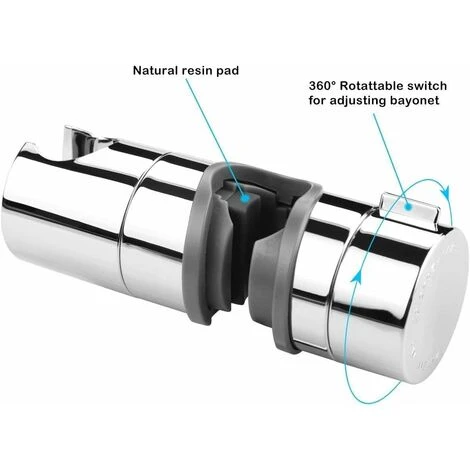 Shower Head 18-25mm ABS Adjustable Replacement Hand Shower Bar Head Slider Clamp Bracket Chrome - Image 5