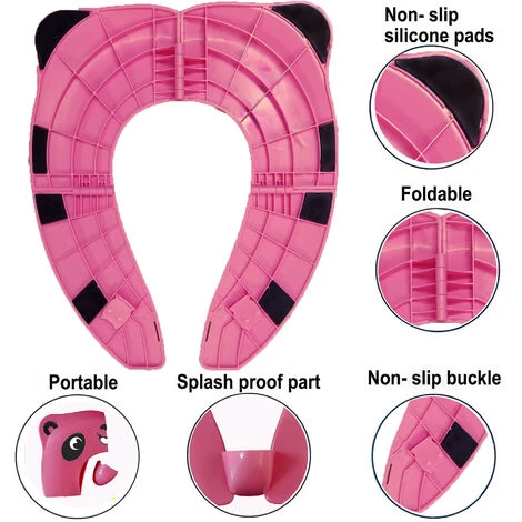 Baby Toilet Seat Reducer, Kids Foldable Toilet Seat, Baby Toilet Reducer Portable Toilet Seat For Boy And Girl With Pink Panda - Image 2