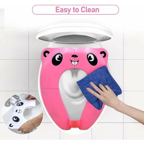 Baby Toilet Seat Reducer, Kids Foldable Toilet Seat, Baby Toilet Reducer Portable Toilet Seat For Boy And Girl With Pink Panda - Image 4