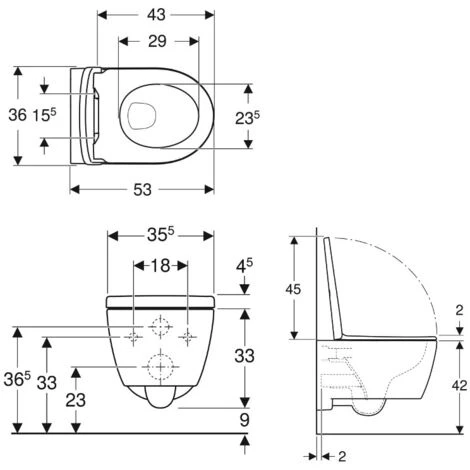 Geberit ICon Rimfree Wall-hung Toilet With Invisible Fixings, Shrouded, With Softclose Seat (501.664.00.1) - Image 4