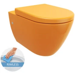 LIVEA Bello Wall Hung Toilet Bowl Without Rim + Soft-close Seat, Mango (MangoBello)