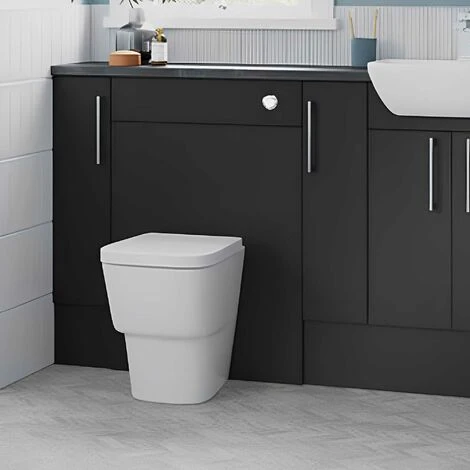 Signature Oslo Back To Wall WC Toilet Unit 500mm Wide - Matt Graphite Grey - Image 3