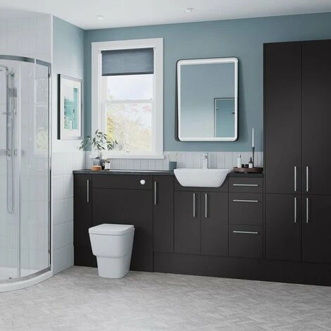 Signature Oslo Back To Wall WC Toilet Unit 500mm Wide - Matt Graphite Grey - Image 4