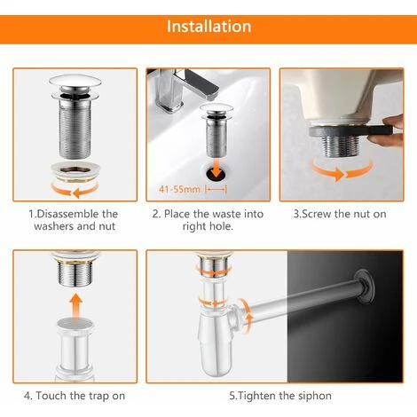 Universal Pop Up Sink Stopper - Clog Resistant Corrosion Resistant Sink Stopper Waste Stopper With Installation Tool, Brass, One Size, Silver - Image 5