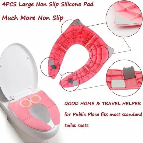 GTA Baby Toilet Reducer Foldable Child Seat Reducer Toilet Travel Folding Travel Potty Seat For Kids Baby,Pink - Image 2