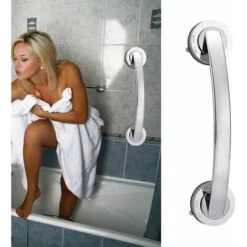 Bathtub Safety Grab Bar Suction Cup Handrail Grab Bar Bathtub Shower Rail Silver