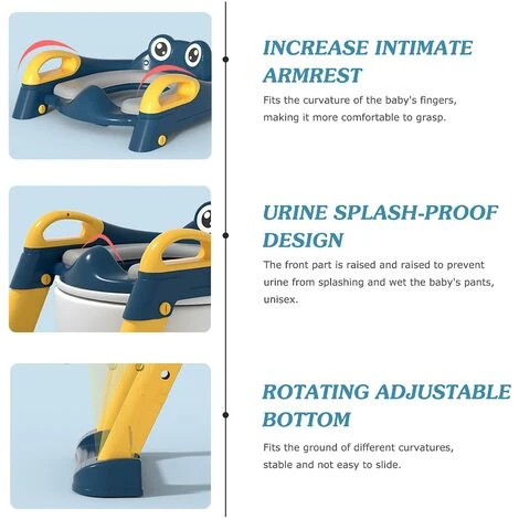 Kids Toilet Seat With Ladder, Non-Slip Foldable And Adjustable Kids Toilet Seat, Baby Toilet Seat With Backrest, Grip Pad For 1-7 Years Old Kids - Image 5