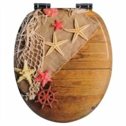 WOLTU Wooden Toilet Seat.Soft Close Toilet Seat Adjustable Hinge Toilet Lid Cover For Family Bathroom With Bottom Fixing Fittings