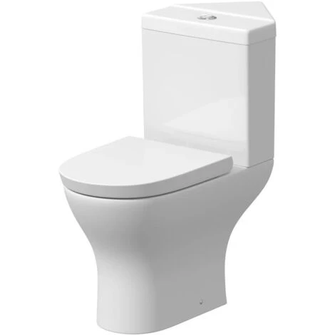Bathroom Corner Toilet Close Coupled Space Saving Soft Close Seat - Image 2