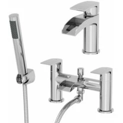 Waterfall Bathroom Basin Tap Bath Shower Mixer Tap Set Chrome