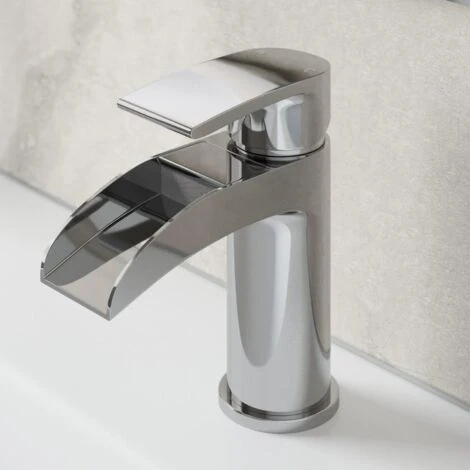 Waterfall Bathroom Basin Tap Bath Shower Mixer Tap Set Chrome - Image 2