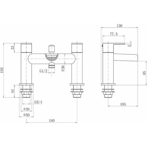 Architeckt Edsberg Bath Shower Mixer Waterfall Tap - Image 5