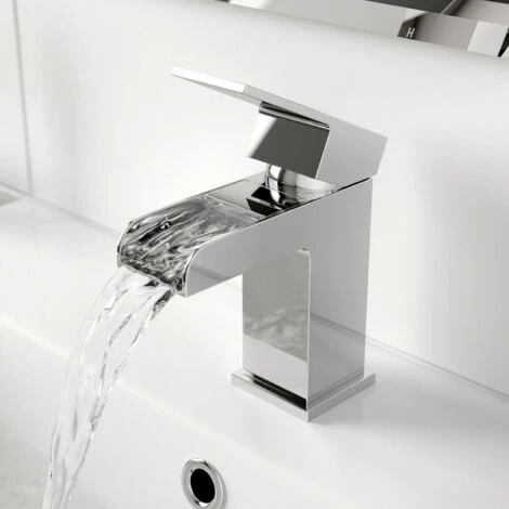 Modern Bathroom Waterfall Mono Basin Sink Mixer Tap Single Lever - Image 2