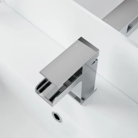 Modern Bathroom Waterfall Mono Basin Sink Mixer Tap Single Lever - Image 4