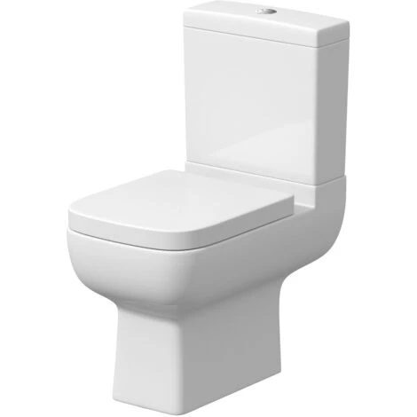 Close Coupled Toilet WC Modern Square Ceramic Soft Close Seat Pan - Image 4