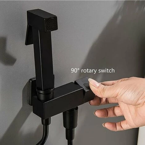 Toilet Spray Kit, Black Brass Hand Held Bidet Sprayer Bidet Sprayer Wall Mounted Toilet Spray Complete Kit, Personal Hygiene, G1/2 - Image 3