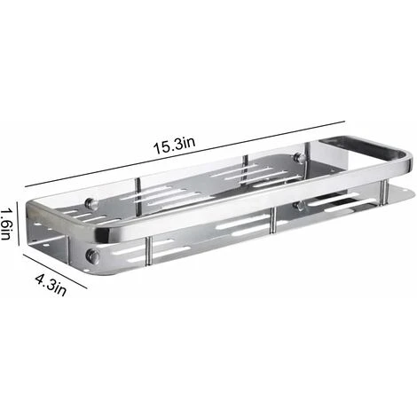 Shower Caddy SUS304 STAINLESS STEEL Shower Shelf Wall Mounted Bathroom Shelf Chrome Rectangular Shower Basket - Image 2