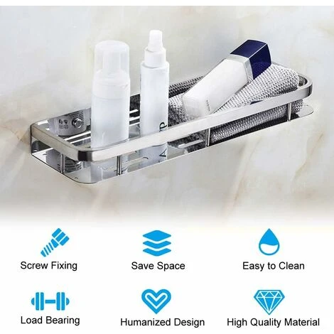 Shower Caddy SUS304 STAINLESS STEEL Shower Shelf Wall Mounted Bathroom Shelf Chrome Rectangular Shower Basket - Image 3