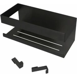 Shower Shelf, Shower Shelf Without Drilling, Stainless Steel Bathroom Shelf, Shower Storage, Adhesive Installation Shower Caddy For Shampoo, With Set Of 2 Hooks, Matte Black