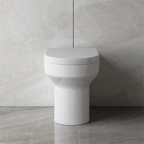 Bathroom BTW Modern Round Ceramic Toilet Pan & Soft Close Seat WC