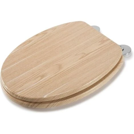 Croydex Flexi-Fix Geneva Top & Bottom Fix Toilet Seat, Oak Effect - Image 2