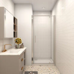 SKY Frame Pivot Shower Door 800x1850mm Single Door Shower Bath Enclosure Chrome + 1000x800mm Tray Waste