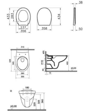 Vitra Normus Wall-hung Rimless Toilet With Softclose Seat, White (7855-003-6169) - Image 2