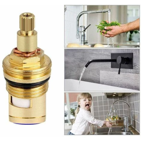 4 Pcs Brass Ceramic Disc Faucet Replacement Ceramic Cartridge Universal Ceramic Brass Cartridge Faucet Kitchen Faucet(Red Blue) - Image 4