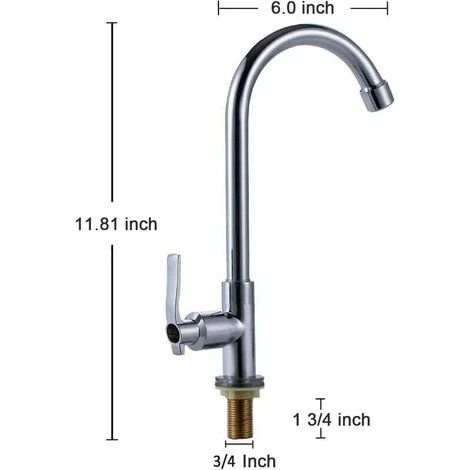 Cold Water Sink Faucet Single Handle One Hole High Arc Deck Mount Stainless Steel Bar Faucet For Kitchen Garden Outdoor RV Easy Installation Chrome - Image 3
