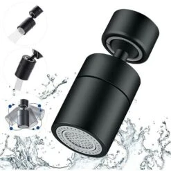 Faucet Aerator, 360 Degree Rotation, 2 Modes Adjustable Kitchen Faucet Filter Aerator For Kitchen Bathroom, 22mm Female Thread, Black, 1pc