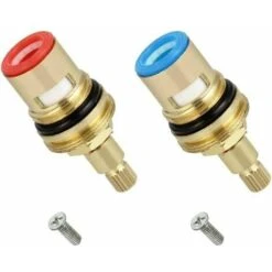 2pcs Head With Ceramic Discs, /2 Ceramic Cartridges, Universal Spare For Brass Tap 20 Notches X 53mm Spare For Cusin, Bathroom (hot And Cold)