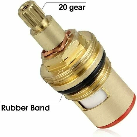 2pcs Head With Ceramic Discs, /2 Ceramic Cartridges, Universal Spare For Brass Tap 20 Notches X 53mm Spare For Cusin, Bathroom (hot And Cold) - Image 2