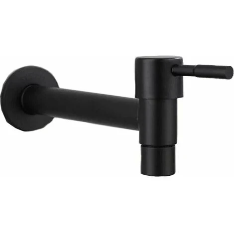 Mop Pool Faucet, Black Wall Mount Faucet, Wall Tap, Cold Water Faucet, Bathroom, Sink, Balcony, Kitchen Stainless Steel Water Saving Faucet (Black) - Image 2