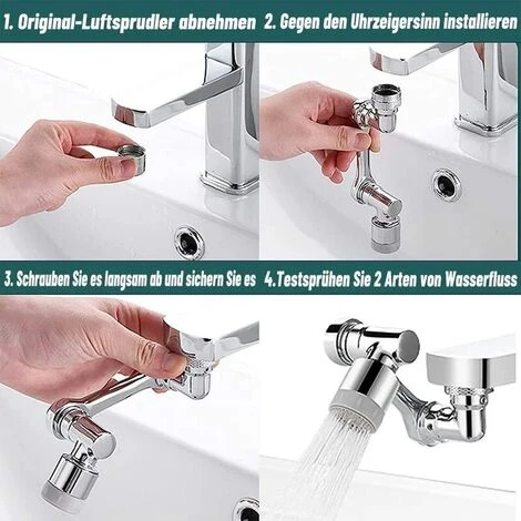 1080 Swivel Faucet Aerator, 2 Modes Adjustable Faucet Aerator, Wide Angle Aerator, Rotating Aerator, Swivel Kitchen Faucet Head - Image 4