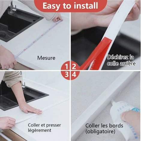 LITZEE 2 ME White Silicone Shower Barrier Retention System, Self Adhesive Rubber Shower Threshold, Water Dam, Waterproof Door Seal For Bathroom Floor - Image 5