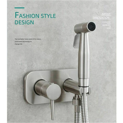 Toilet Spray Kit,Toilet Bidet Sprayer, Bidet Shower Sprayer Kit Brass Mixer Tap Wall Mounted Silver - Image 2