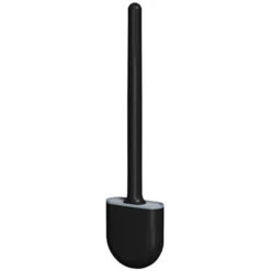 Toilet Brush And Stand Set, Wall Mounted, Silicone Toilet Brush, Drip Resistant With Base (Black)
