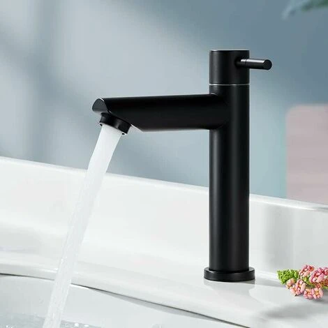 Bathroom Sink Faucet Cold Water Only Durable Copper Gray Bathroom Faucet, Hand Wash Faucet For Cleaning Or Replacing