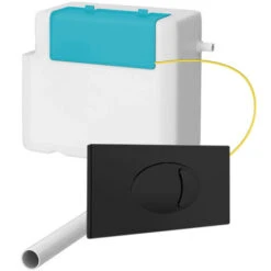 Dual Flush Concealed Cable Cistern With Black Flush Plate
