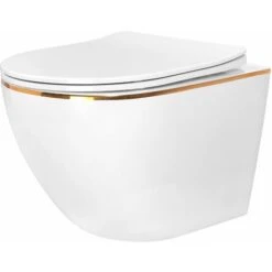 Toilet Bowl Rea Carlo White Mini Flat Gold Edge