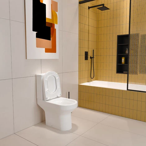 Biubiubath Close Coupled Toilet Pan And Cistern Modern Bathroom Soft Close Seat - Image 3