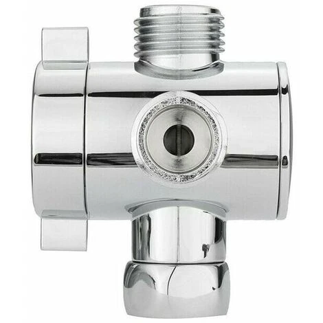 Bath Shower Head Arm Mounted Diverter Valve With 1/2 Inch 3 Way T-Adapter - Image 2