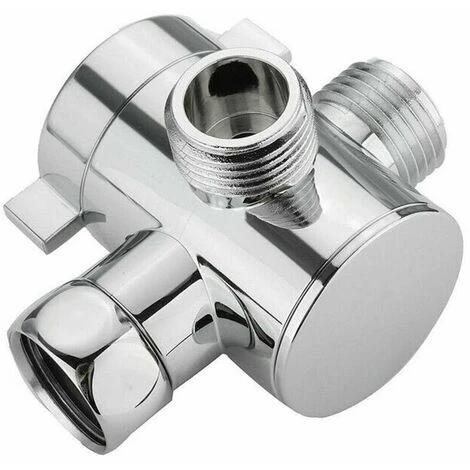 Bath Shower Head Arm Mounted Diverter Valve With 1/2 Inch 3 Way T-Adapter - Image 4