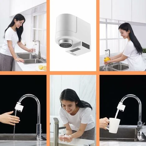 Touchless Bathroom Sink Faucet Adapter Automatic Smart Motion Sensor Hands Free Water Faucet Attachment Ideal For Hotel Kitchen Sink (White) - Image 4